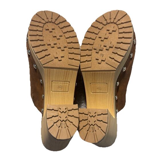 New Sun + Stone Studded Tan Suede Clogs Shoes Womens 8.5 - Picture 4 of 7
